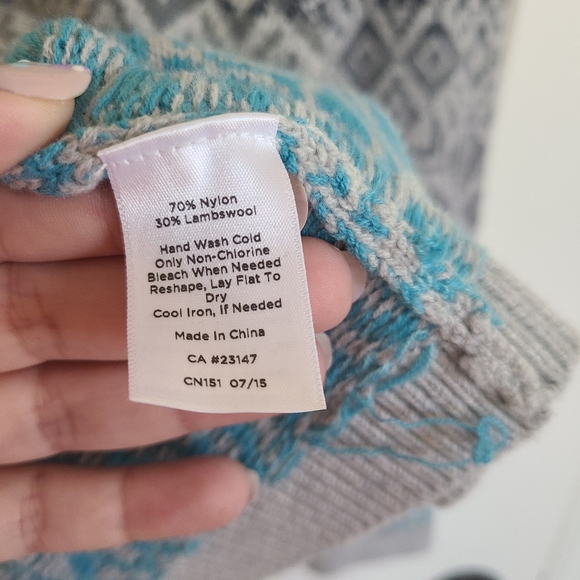 Talbots Blue Nordic Fair Isle Nylon Lambs Wool Knit Sweater Size Small - Picture 10 of 10